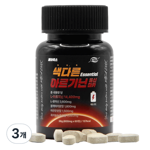 메아룩스 색다른 아르기닌 류신 마카 Essential 14400mg 36g, 60정, 3개