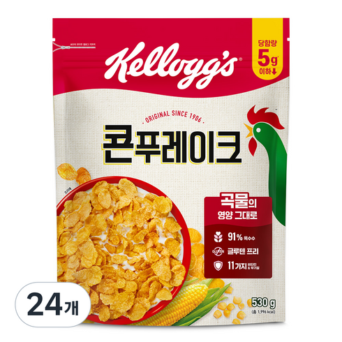 켈로그 콘푸레이크 시리얼, 530g, 24개
