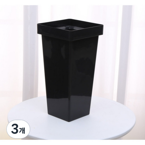 마크하스 꽃꽂이용 스퀘어 화분 대형, 블랙, 3개