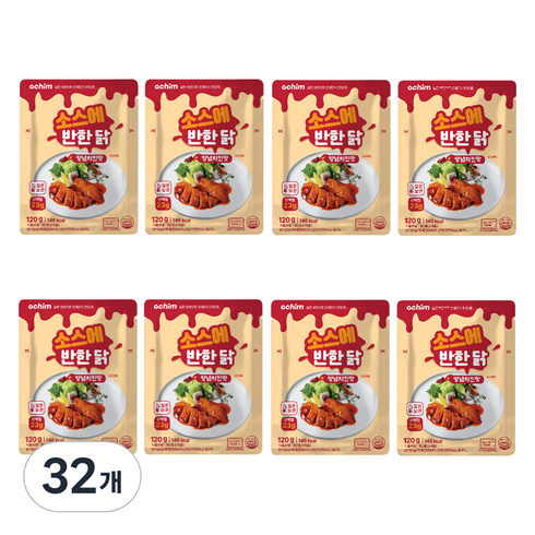 아침 실온 보관 소스에 반한닭 맛있는 닭가슴살 양념 치킨 맛, 120g, 32개