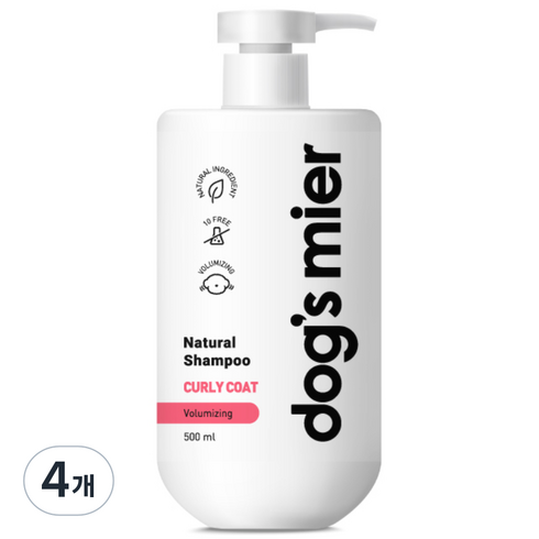 독스미어 내추럴 곱슬모견용 샴푸, 500ml, 4개