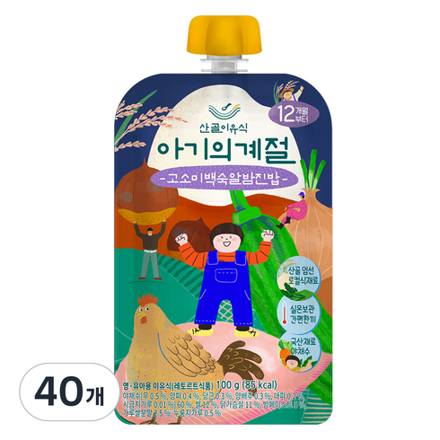 에코맘의산골이유식 유아용 아기의계절 완료기 고소미 백숙 알밤진밥, 100g, 40개