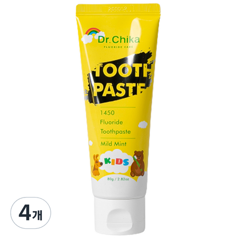 닥터치카 마일드민트향 어린이 충치예방 고불소 치약, 80g, 4개