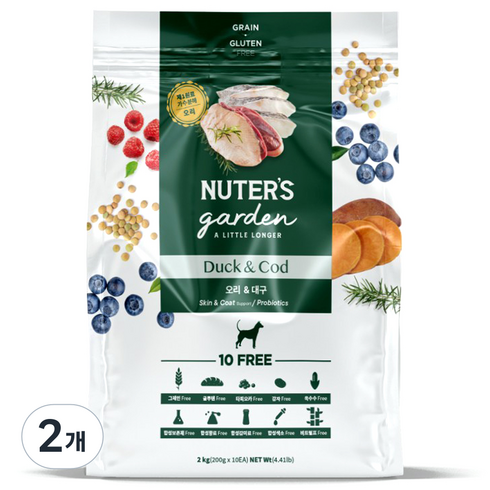 누터스가든 강아지 기능성 사료, 피부/피모+장건강, 2kg, 2개