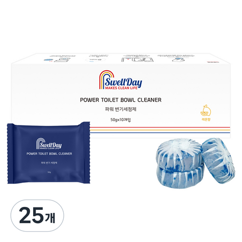 스웰데이 개별포장 파워 변기세정제 10p, 500g, 25개