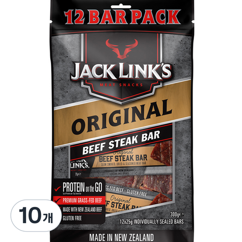 잭링크스 비프 스테이크 바 오리지널 육포, 300g, 10개