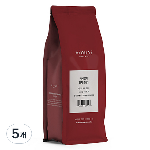 어라운지 돌체 블렌드 커피원두, 1kg, 5개, 홀빈(분쇄안함)