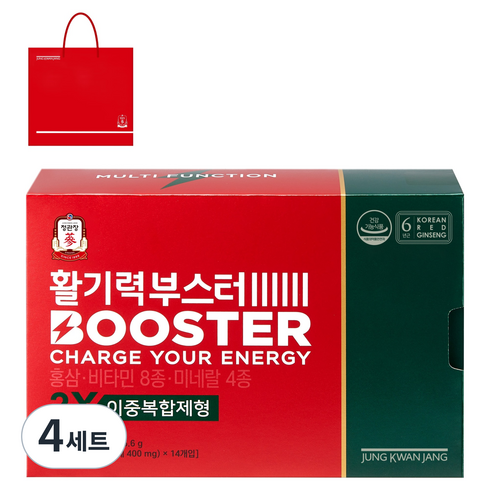 정관장 정품 활기력 부스터 20ml x 14병 + 400mg 14정 + 쇼핑백, 14회분, 4세트