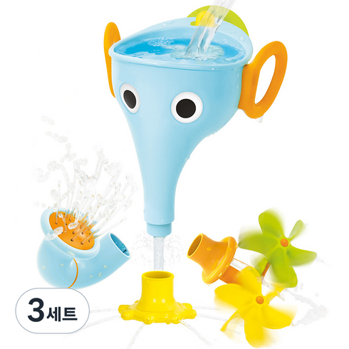 유키두 워터뿜뿜 코끼리코 바가지 목욕놀이완구, BLUE, 3세트
