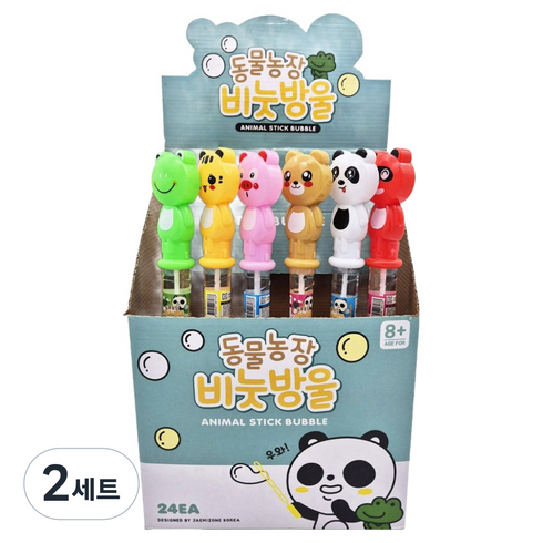 재미존 동물농장 비눗방울 24p, 혼합색상, 2세트