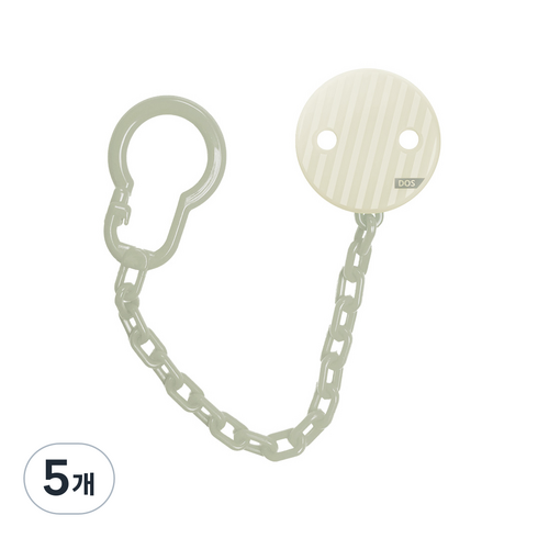 DOS 노리개 젖꼭지 걸이, 베이지스트라이프, 5개