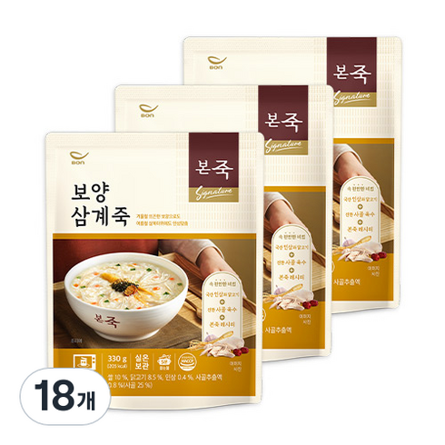본죽 보양삼계죽, 330g, 18개
