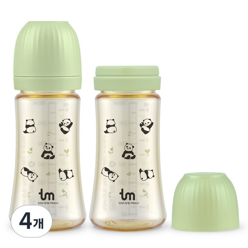토비앤몰리 PPSU 포포 트윈젖병, 그린, 280ml, 4개