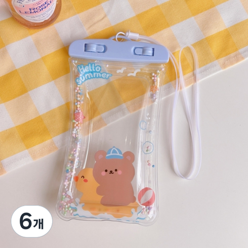 소니오 큐티 프렌즈 터치 휴대폰 방수팩 21 x 10.5 cm, 05 썸머 베어, 6개