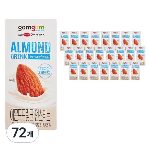 곰곰 아몬드드링크 언스위트, 72개, 190ml