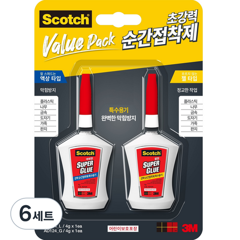 스카치 순간접착제 멀티팩 액상타입 + 젤타입 세트, 6세트