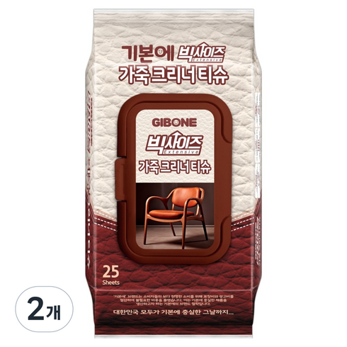 기본에 빅사이즈 가죽 크리너 티슈 캡형 25매, 307g, 2개