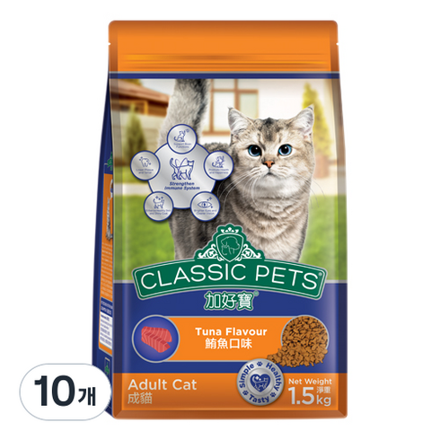 클래식펫츠 어덜트 고양이 클래식 건식사료, 참치, 1.5kg, 10개