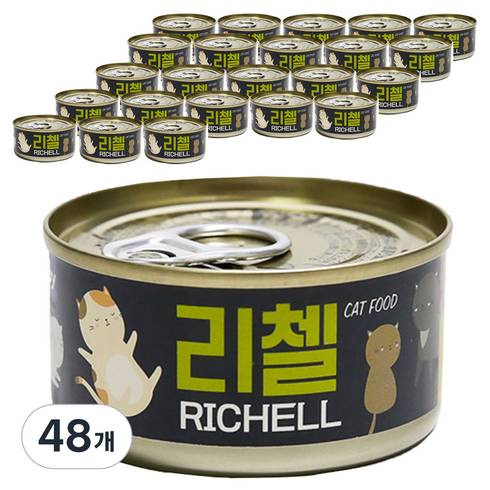 테비토퍼 고양이 리첼 캔 80g, 타우린, 48개