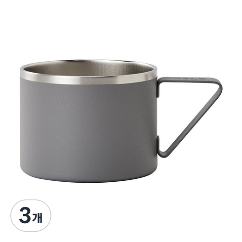 오슬로 스텐 316 보온보냉 트리곤 머그 350ml, 그레이, 3개