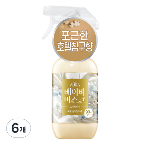 아우라 퍼퓸 섬유탈취제 베이비 머스크 본품, 6개, 490ml