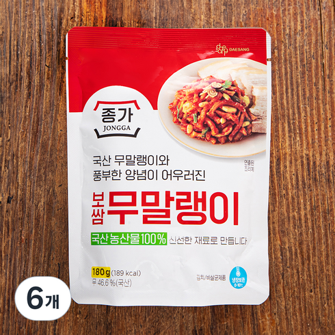 종가집 보쌈 무말랭이, 180g, 6개
