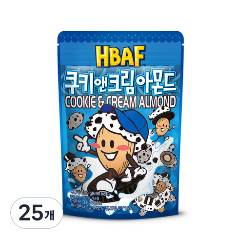 바프 쿠키 앤 크림 아몬드, 120g, 25개