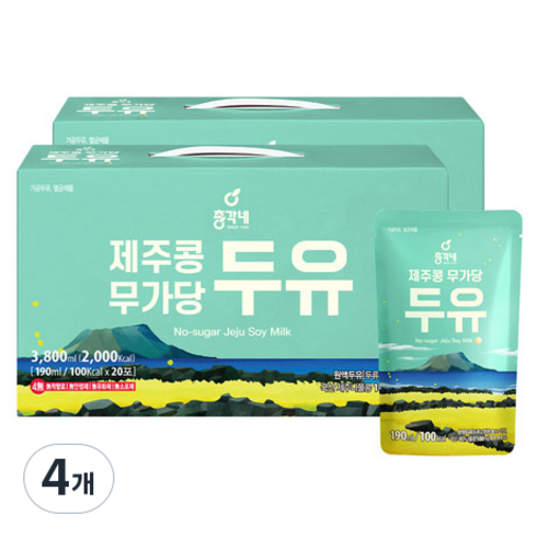 총각네 제주콩 무가당 두유, 190ml, 80개