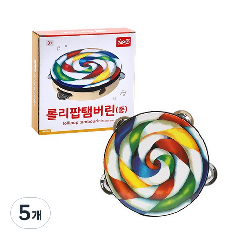 캐스비 맑은소리 롤리팝 탬버린 중, 단품, 5개