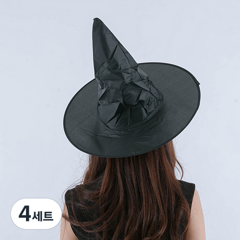 파티쇼 할로윈 마녀모자 소 3p + 대 3p 세트, 블랙, 4세트