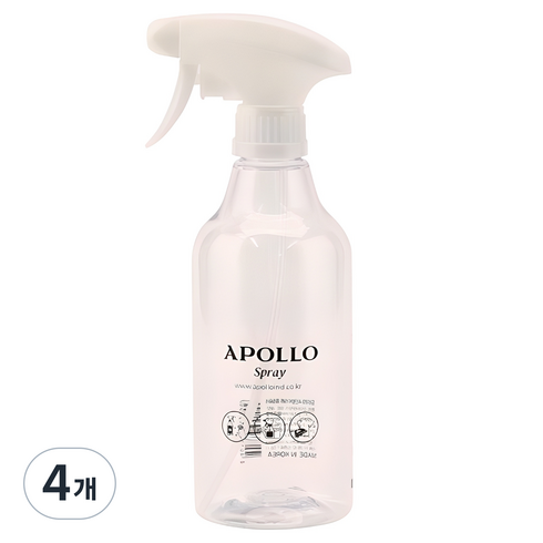 APOLLO 클리어 분무기 500ml, 투명, 4개