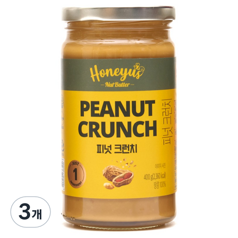 허니어스 넛버터 피넛크런치, 400g, 3개