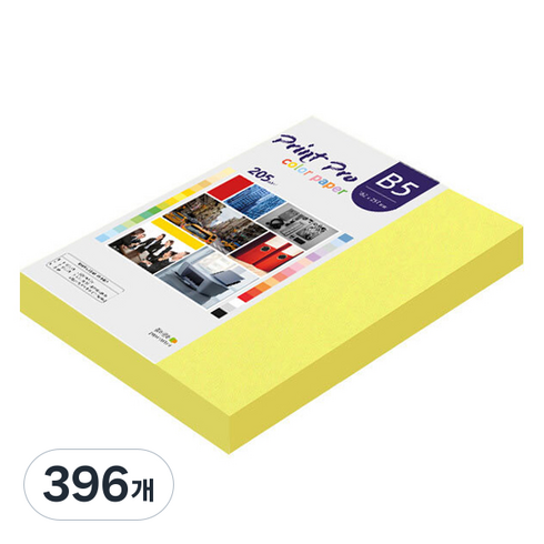 종이문화 프린트프로 두꺼운 칼라복사지 No 07 후레쉬옐로우 205g, 396개, B5