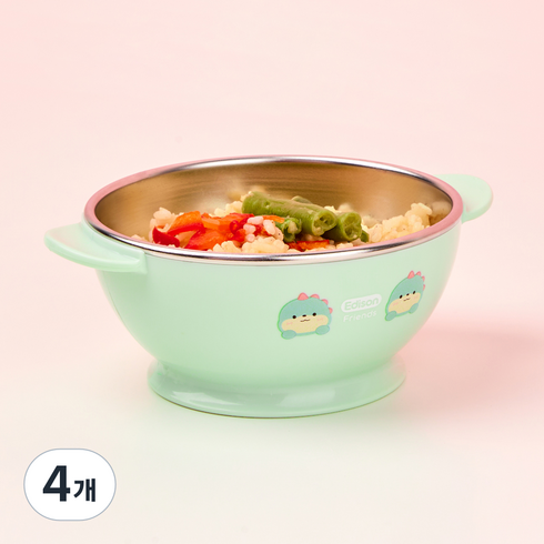에디슨 프렌즈 논슬립 스텐 공기 240ml, 공룡 에디노 민트, 4개