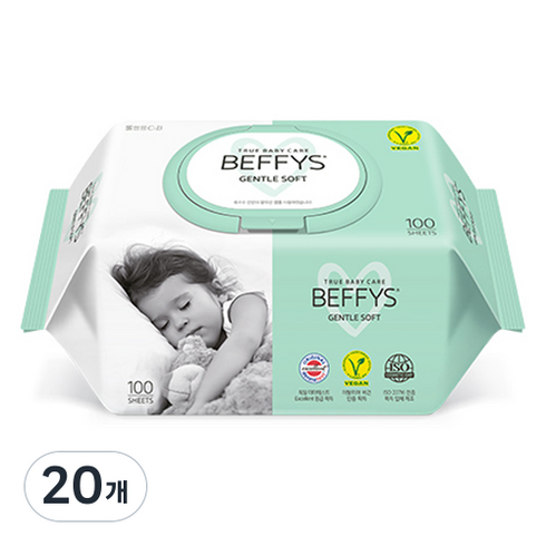 베피스 아동용 젠틀 소프트 물티슈 캡형, 60g, 100매, 20개
