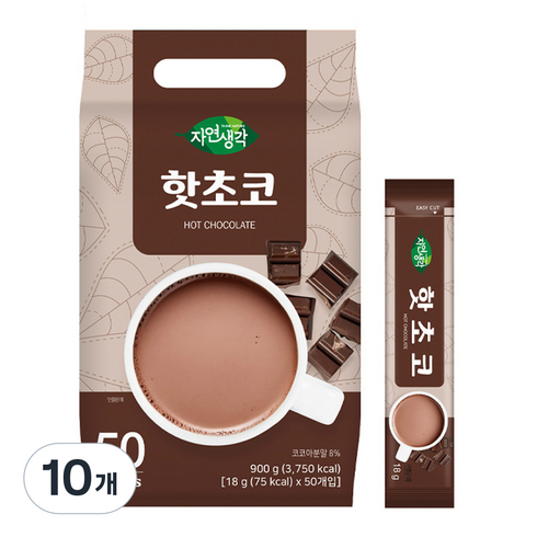 자연생각 핫초코 스틱, 10개, 50개입, 18g