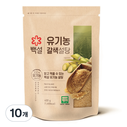 백설 유기농 갈색설탕, 400g, 10개