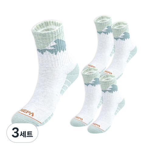 네파 여성용 마운틴 피크 쿠션 미들삭스 5켤레 세트, 민트, 3세트