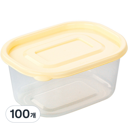 쿡앤락 S사각 밀폐용기 + 뚜껑 아이보리, 100개, 500ml