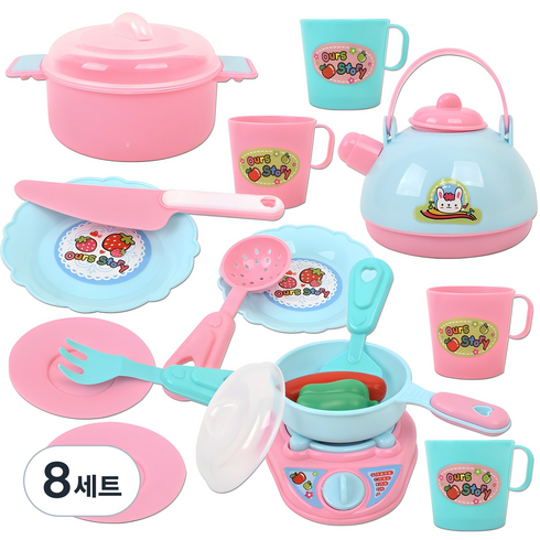 COOKFUN 쿡 플레이 주방 소꿉놀이 세트, 혼합색상, 8세트