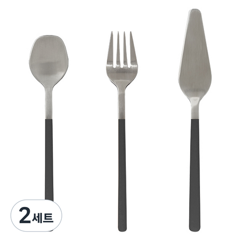 메종오브제 시에르 딜라잇 커트러리 디저트 3종 세트 차콜블랙, 2세트, 티스푼 + 티포크 + 버터나이프