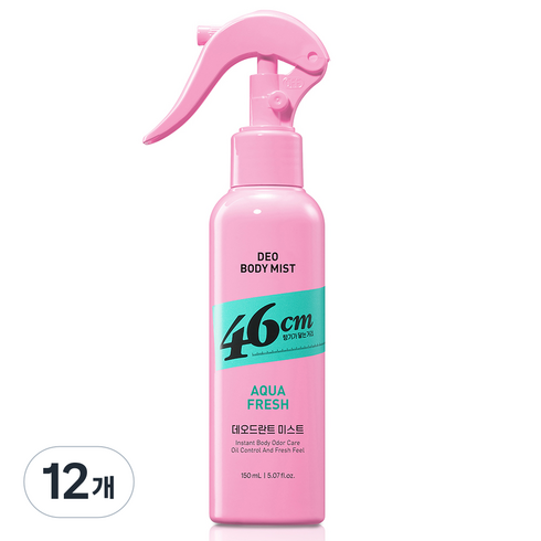 온더바디 46cm 체취솔루션 데오드란트 바디 미스트 아쿠아 프레쉬향, 150ml, 12개