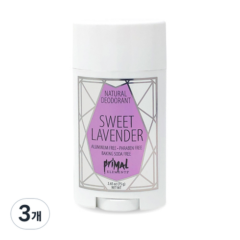 프라이멀엘리먼츠 데오드란트 스위트라벤더, 75g, 3개