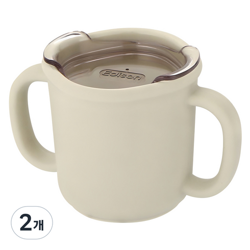 에디슨 프리미엄 실리콘 트레이닝 컵, 크림, 2개, 200ml