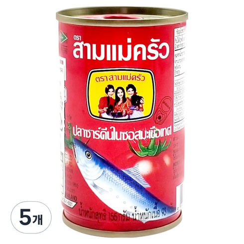 쓰리레이디쿡스 쓰리우먼 정어리 인 토마토소스, 155g, 5개