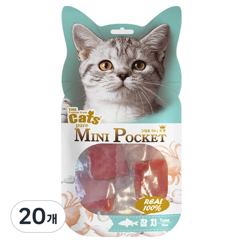 더캣츠 고양이 그대로미니포켓 육포 간식, 참치, 40g, 20개
