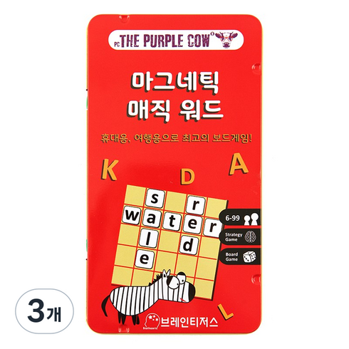 더퍼플카우 브레인티저스 자석 매직워드 보드게임, 혼합색상, 3개