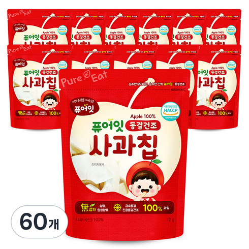 퓨어잇 동결건조 사과칩, 12g, 60개