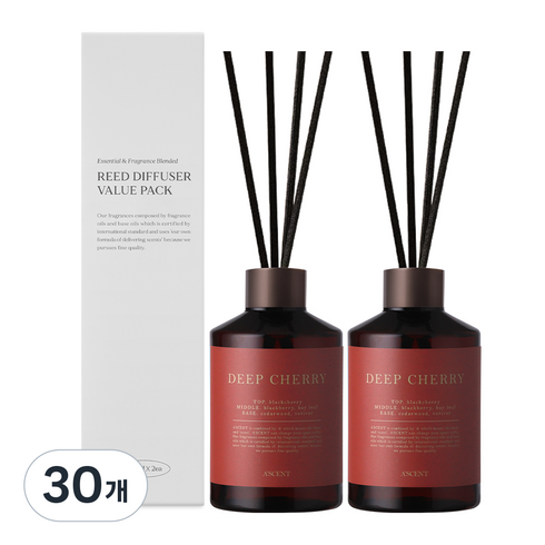 에이센트 퍼퓸드 디퓨저, 딥체리, 200ml, 30개