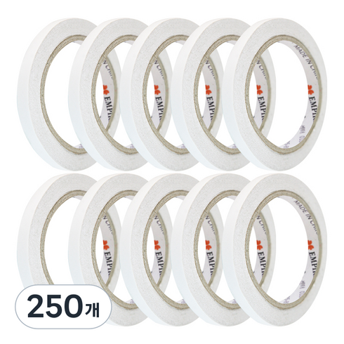 엠파이어 양면테이프 10mm x 20m, 화이트반투명, 250개